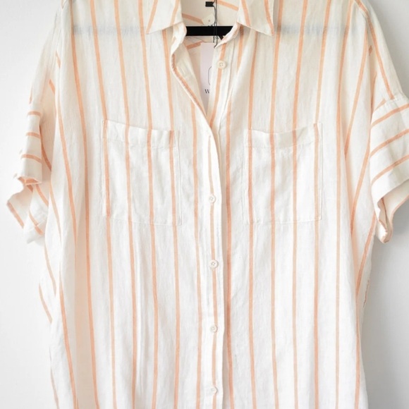Madewell linen Viscose blend shirt stripe XS oversized - Picture 2 of 11